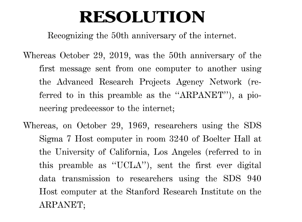 Reps Eshoo & Collins Celebrate The 50 Years Of The Internet On House Floor